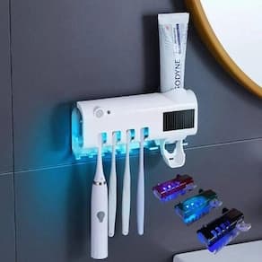 Aplicador Pasta de Dente Dispenser Porta Escovas Com Esterilizador UV Automático
