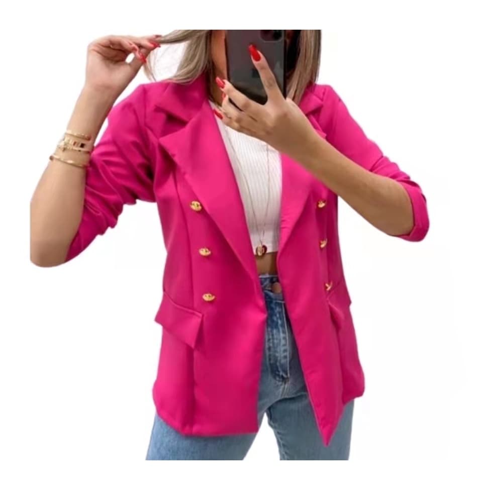 Blazer Feminino Casaco  Alfaiataria Com 6 Botão Lindo Super Moda