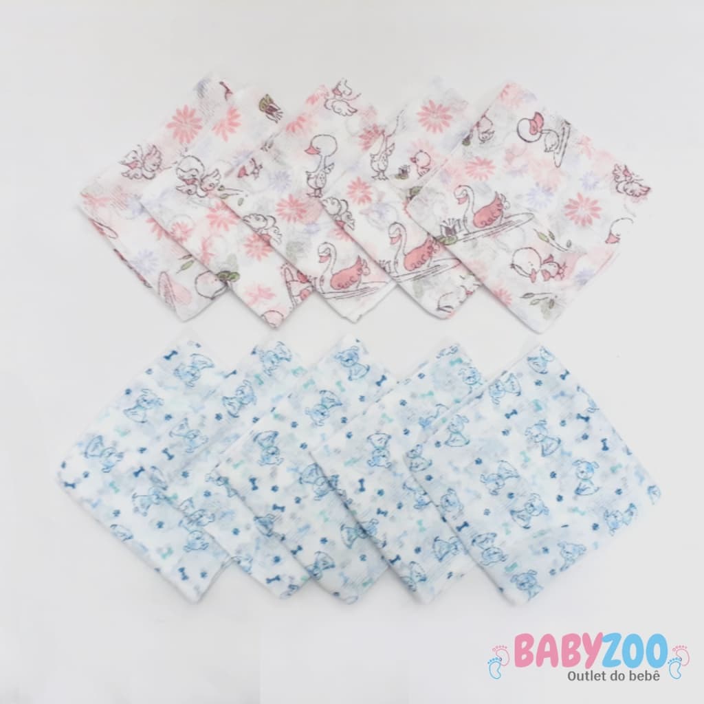 Kit C/ 5 Fraldas Estampada 60cmx60cm/ Fralda de Ombro/ Enxoval Barato