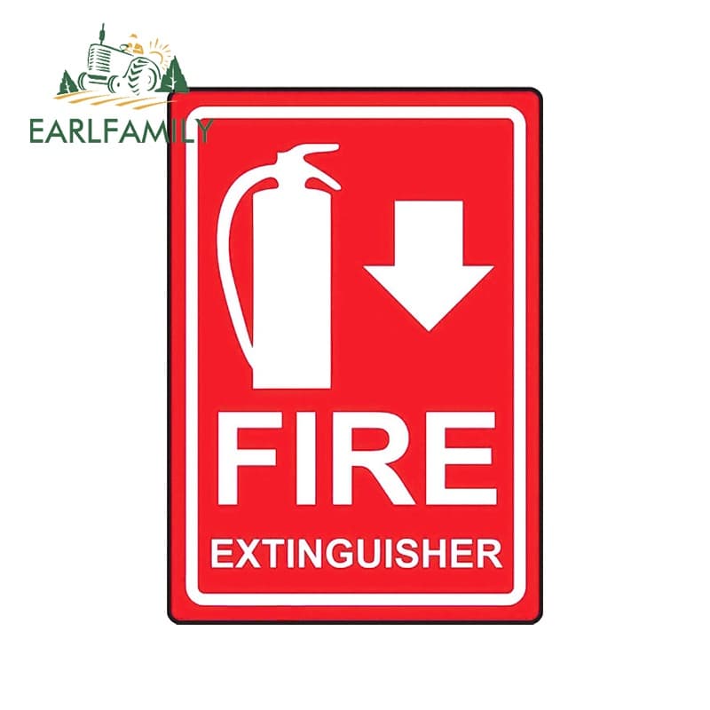 EARLFAMILY 13cm x 9.1cm Sinal De Extintor De Incêndio Adesivos E Decalques De Carro Criatividade Oclusão Zero Motociclet