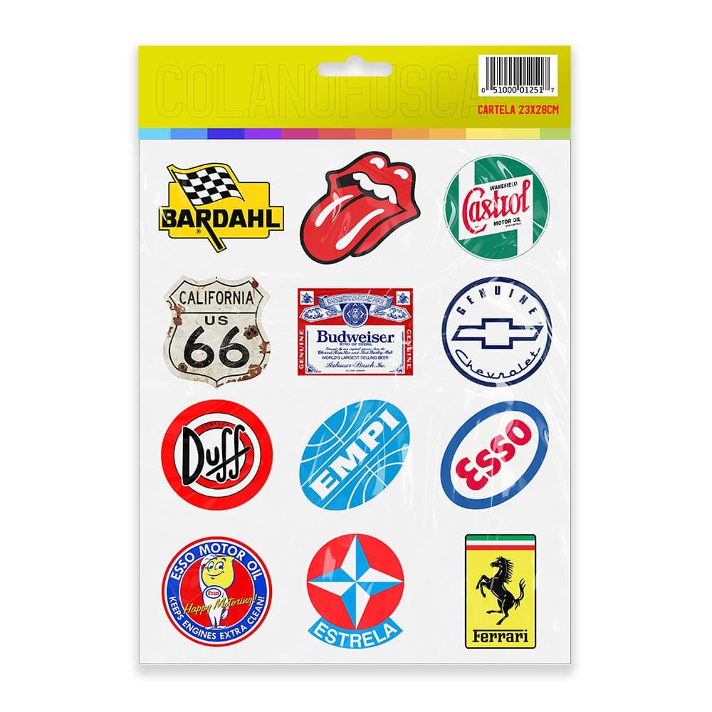 Cartela De Adesivos de Marcas Vintage | Logos Antigos V1