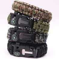 Pulseira Bracelete De Sobrevivência, Paracord 550 Pederneira, bússola e apito
