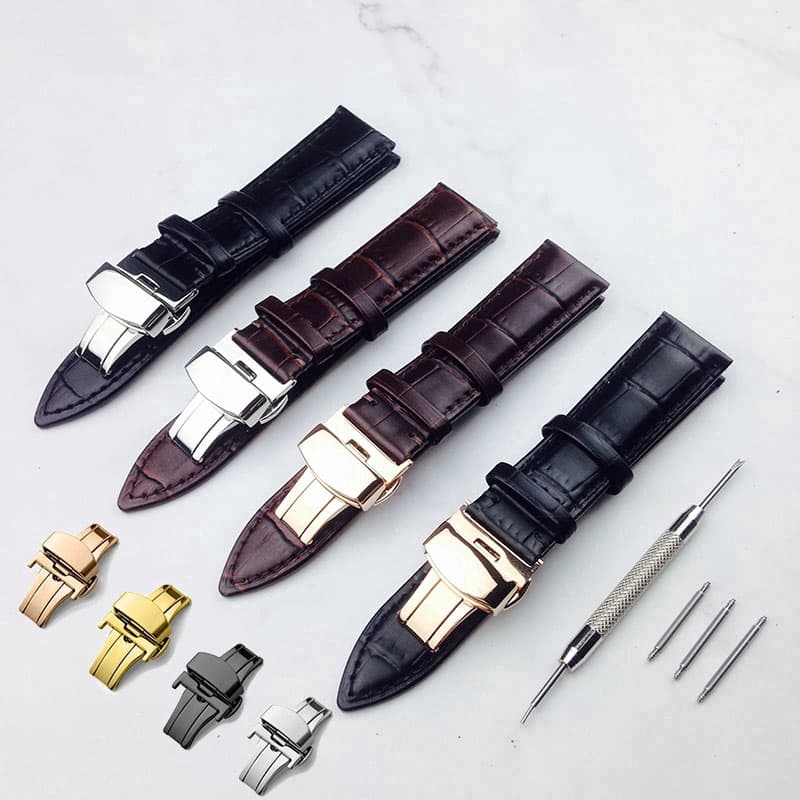 Smartwatch faixa de relógio inteligente pulseira 18mm 20mm 22mm 24mm bezerro macio genuína pulseira de relógio de couro