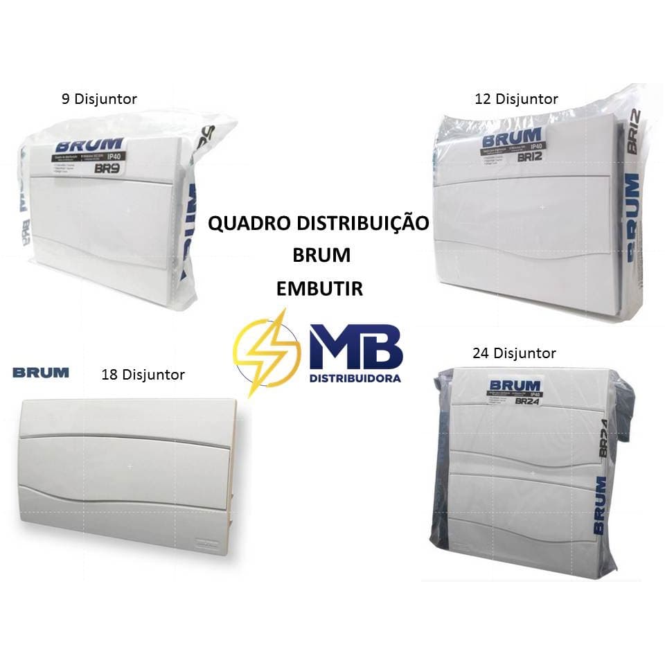 Quadro distribuição embutir BRUM para disjuntores 9, 12, ,24