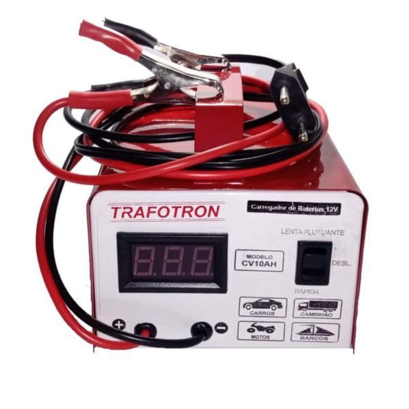 Carregador de bateria Carregador de Bateria Automotiva CV10 12 Volts 10 Amperes/Hr, Com Voltimetro, Bivolt, Flutuante Inteligente Carro, Moto, Barco, Jetski e Estacionaria12v cv10 com voltímetro