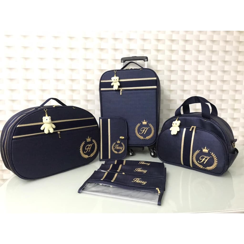 kit bolsas maternidade,mala de rodinha bordo +mala de mão +bolsa g + carteirinha + 3 saquinhos