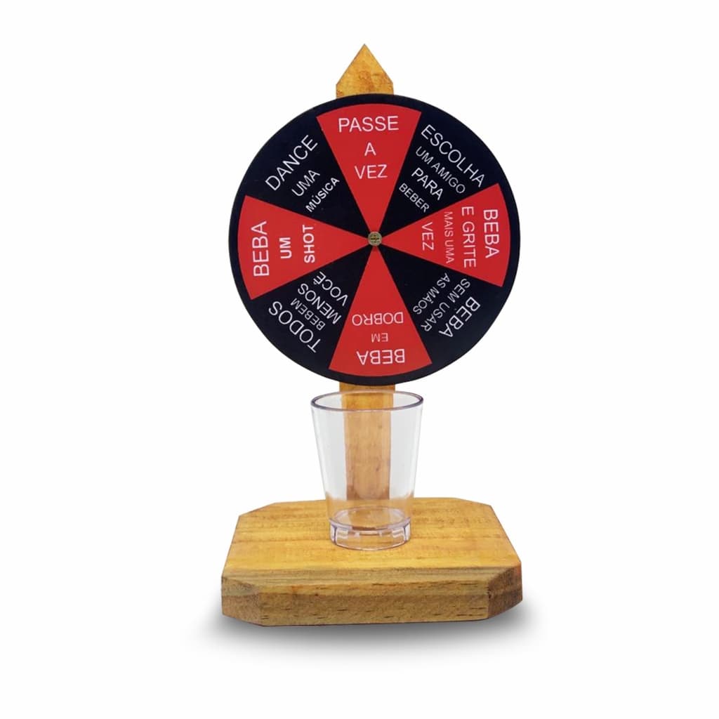Jogo Roda Shot Roleta Drink Bebidas Diversão Em Madeira  Com Copo Incluso