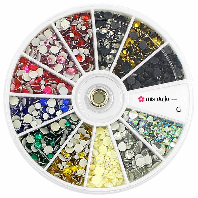 DISCO G MIX DE STRASS 2, 3 E 4MM CORES CRISTAL DECORAÇÃO DE UNHAS ARTESANATO ART NAIL MANICURE ENCAPSULAMENTO