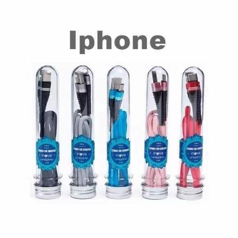 Cabo Carregador Dados Iphone Apple /Tubo Inova - 1 Metro -  Cores Variadas