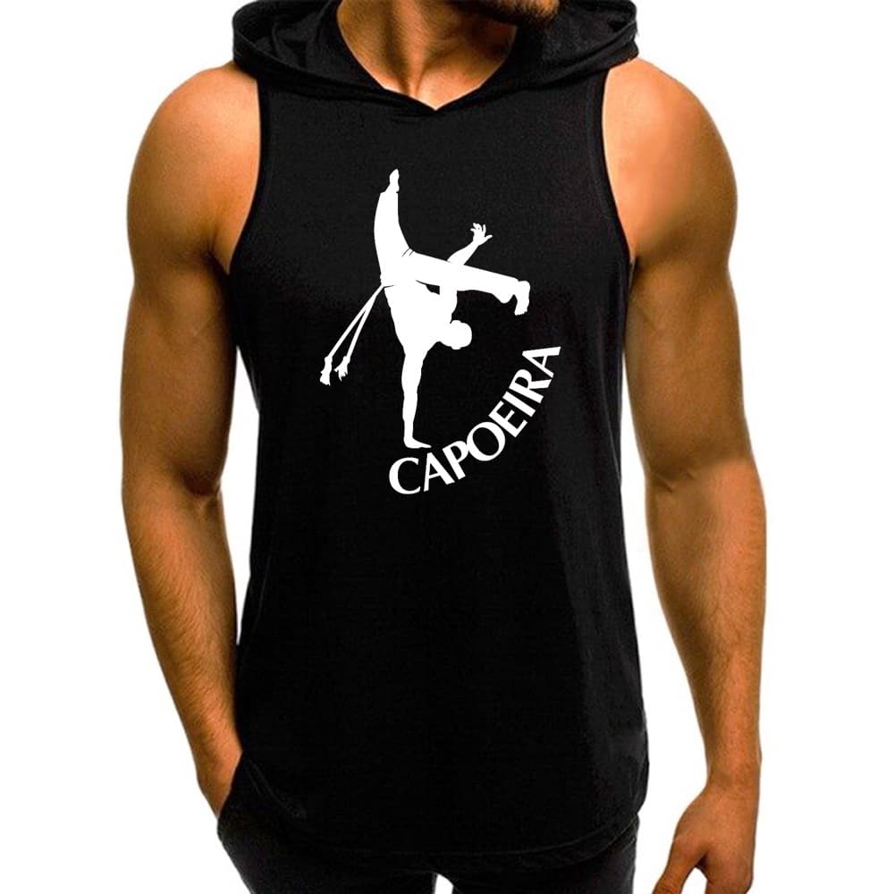 Regata Masculina Com Capuz Capoeira Camiseta Academia Treino Fitness