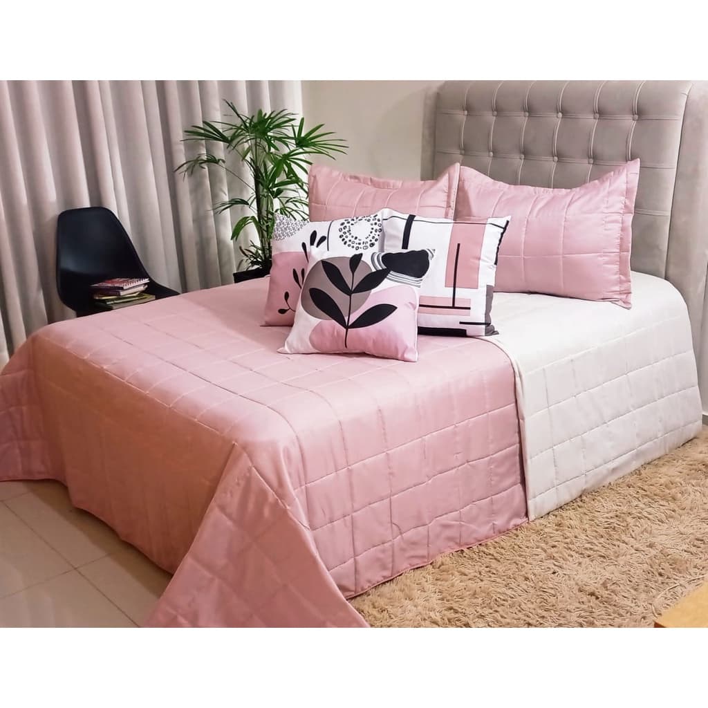 Kit Cobre Leito 9 Peças Casal Queen Dupla Face Lucy Rose