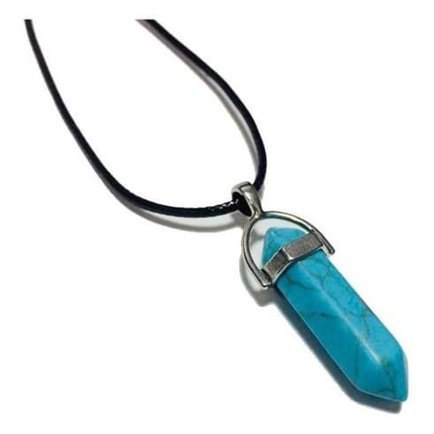 Colar Pedra Howlita Turquesa Regulável Masculina Feminina