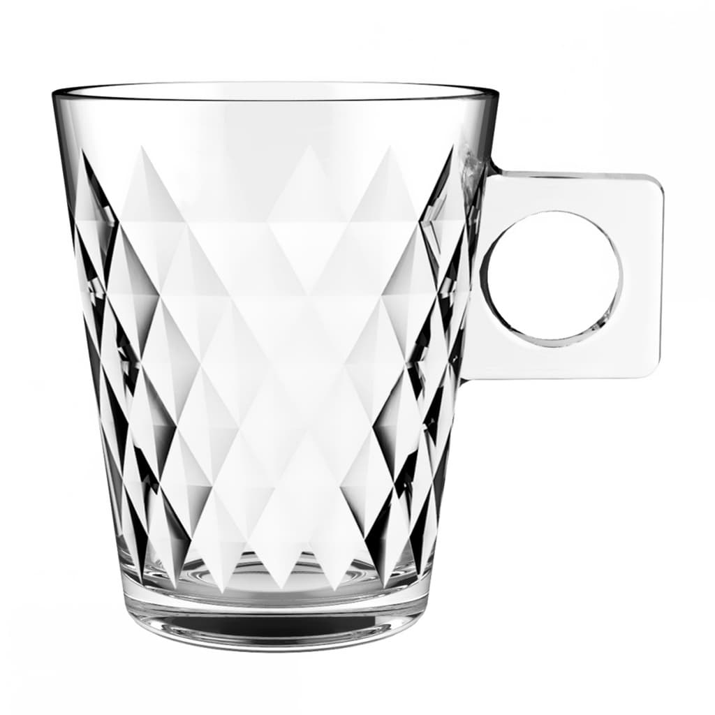 Jogo Conjunto De 6 Xícaras Para Café Chá Diamond Coffe Time Em Vidro 80ml