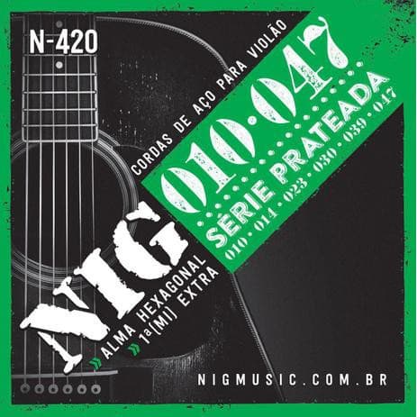 Encordoamento Violão Aço NIG 010 Prata + 1º Mi Extra N420