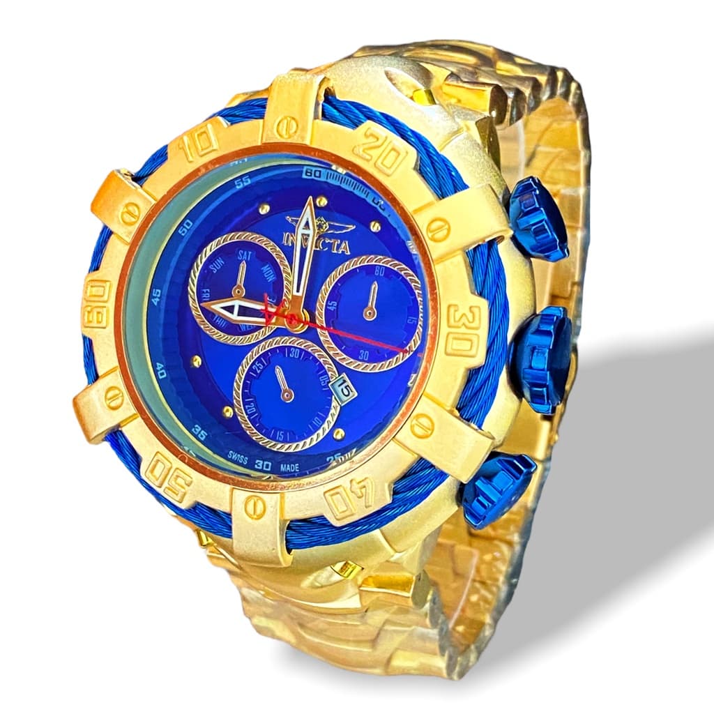 Relógio Masculino Dourado Thunderbolt Pesado Luxo