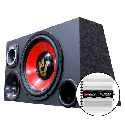 Kit Caixa Trio Som Falante 12 Pol 800w Pmpo + Modulo Taramps - Kit Compet Vermelha
