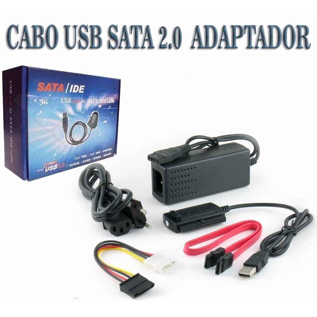 CABO ADAPTADOR USB HD EXTERNO IDE SATA 250GB 500GB 750GB 1TB