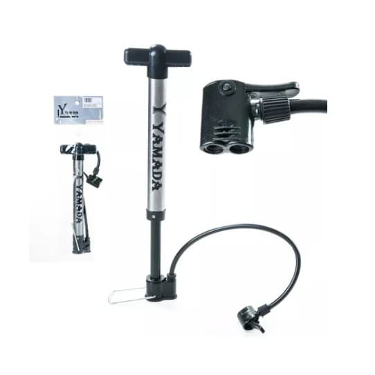 Bomba De Ar Bike Em Aço Yamada 30 Cm com Bico Duplo SCHRADER E PRESTA