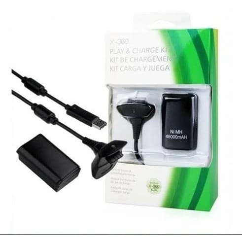 Bateria Xbox controle 360 kit cabo carregador
