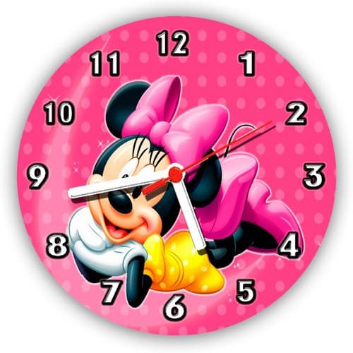 Relógio Parede decoração casa quarto Infantil Menina cor de Rosa - tamanho - 24 Cm