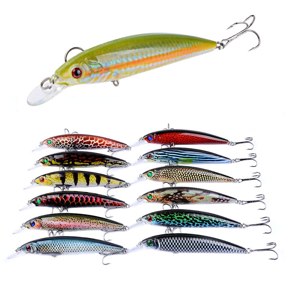 11cm/13.4g Isca De Pesca Minnow Revestimento Pintado Biônica Falsa Dura
