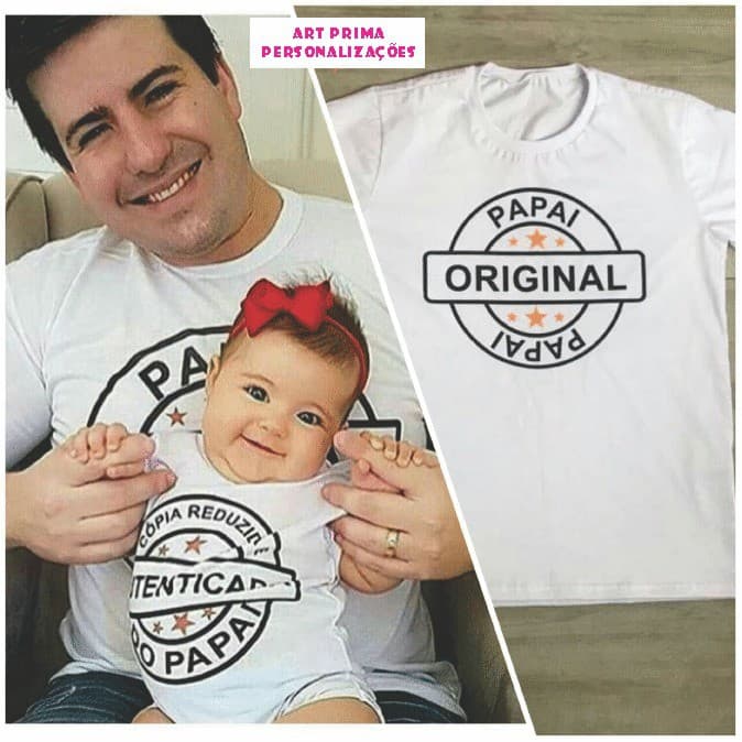 Kit Tal Pai Tal Camiseta e Body Filho Original E Cópia Reduzida