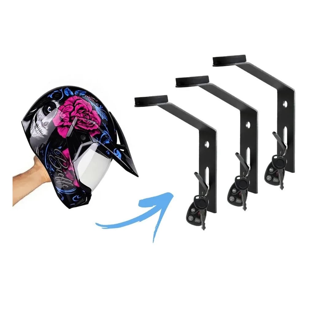 Kit 3 Suporte De Parede Para Pendurar Capacete E Acessórios