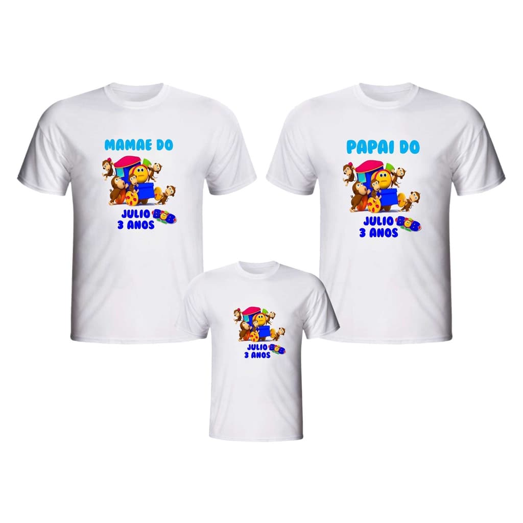Kit 3 Camiseta Personalizada Branca Personalizada para aniversário