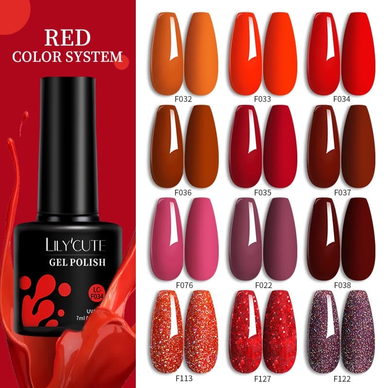 LILYCUTE Esmalte Em Gel De Cor Vermelha Verniz Semipermanente Top Coat UV LED Para Unhas 7ML