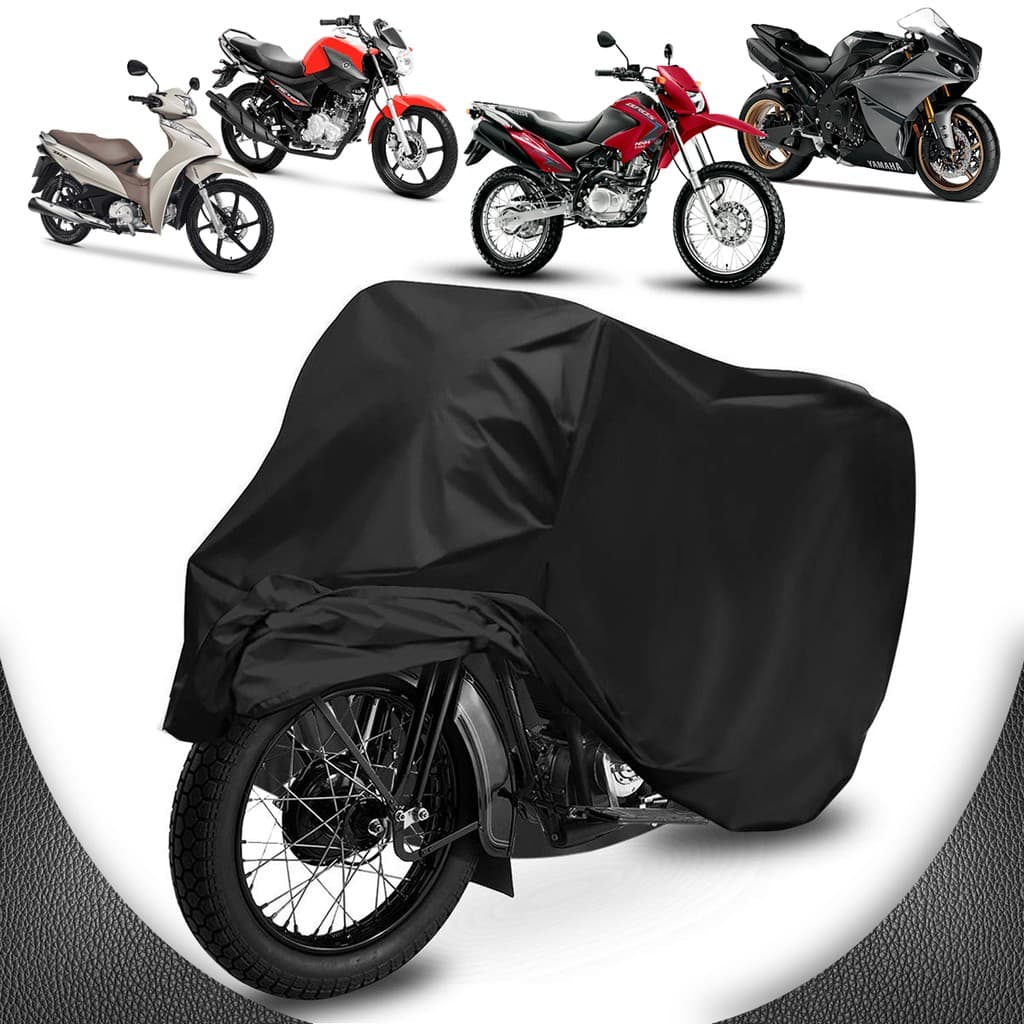 Capa De Moto Impermeável Couro Ecológico Protetora Chuva Sol Poeira