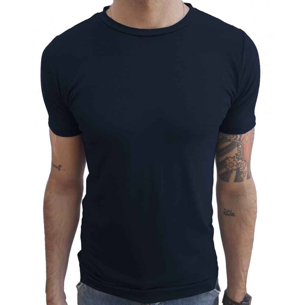 Camiseta Masculina Básica Slim Gola Careca Manga Curta