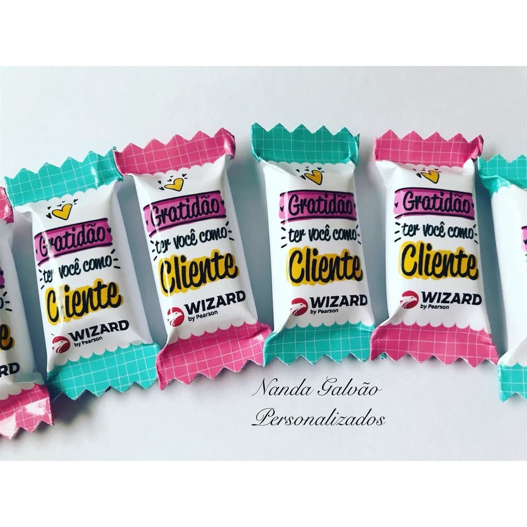 100 Balas Adesivadas Personalizadas - Promoção
