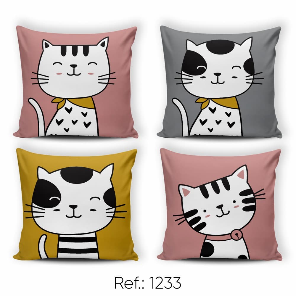 Kit Capa de Almofada Decorativa Estampada Quarto ou Sala 04 Peças