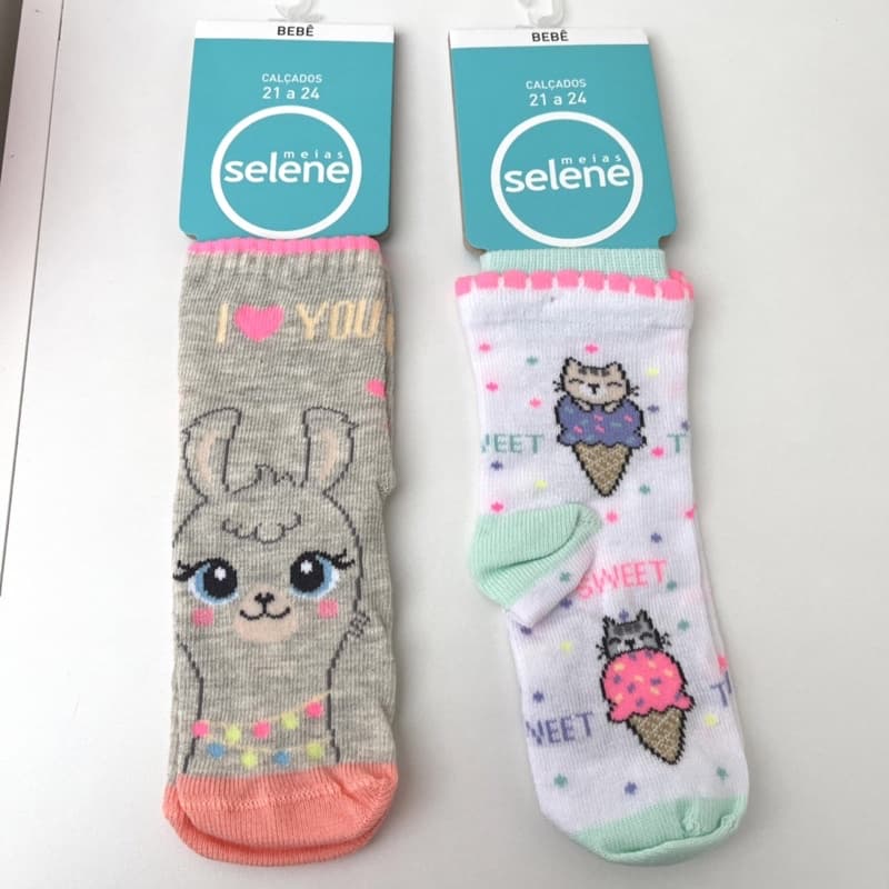 Meia infantil menina menino Selene