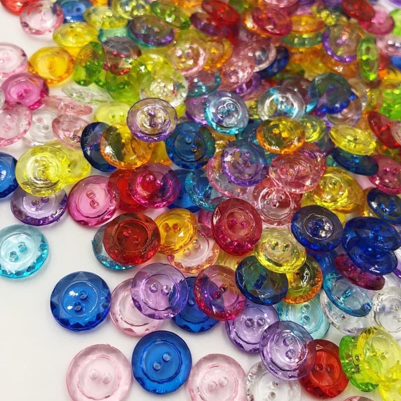 100 Pçs Novo Estilo 2 Buracos Transparente Mix Cor 13MM Botões De Plástico Vestuário Acessórios De Costura DIY Scrapbook