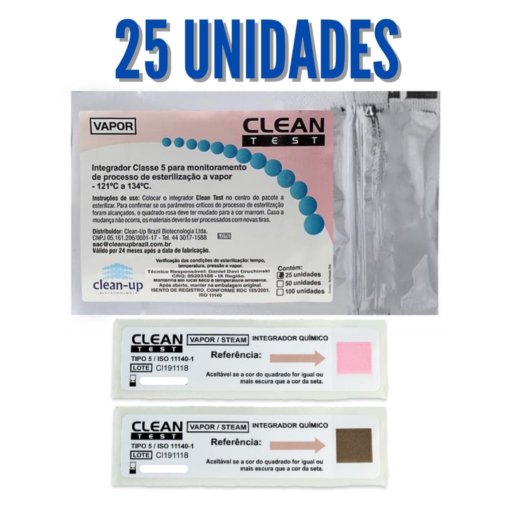 Indicador Químico C/25und Classe 5 Clean Test