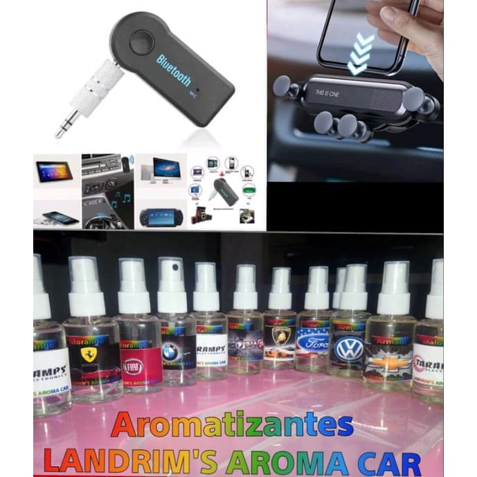 Kit Automotivo - O melhor para seu Carro (Aromatizante + suporte de celular + Receptor de bluetooth)