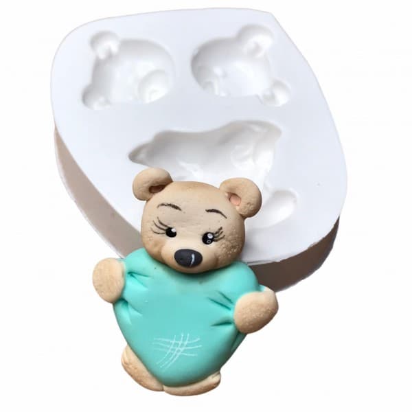 Molde De Silicone Urso Apaixonado Molde Para Confeitaria Molde Para Biscuit 1534