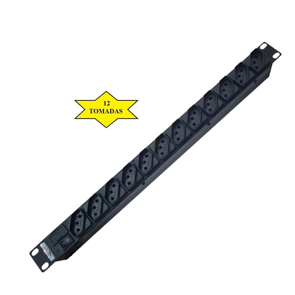 Régua 12 Tomadas Extensão Filtro Protetor Rack 19 110 220