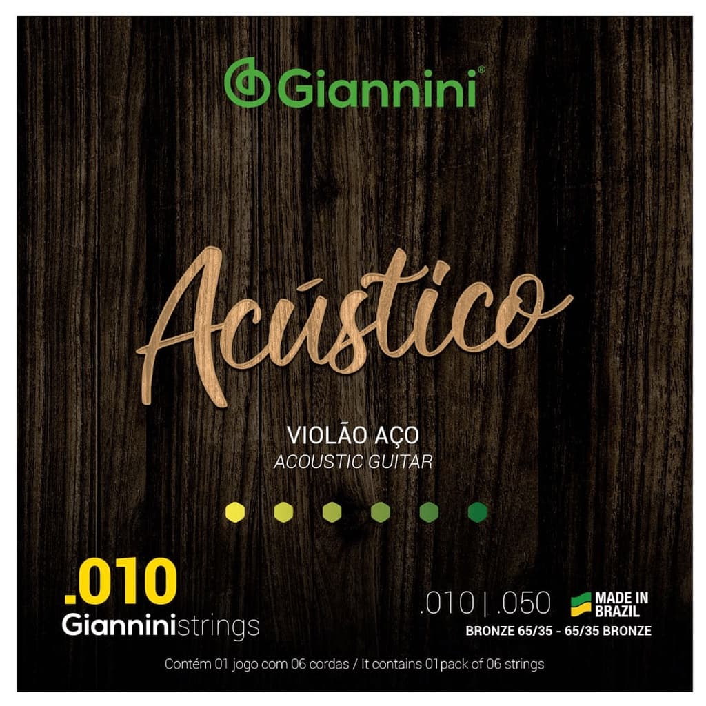 Encordoamento Para Violao Aco 010 Giannini Acustico