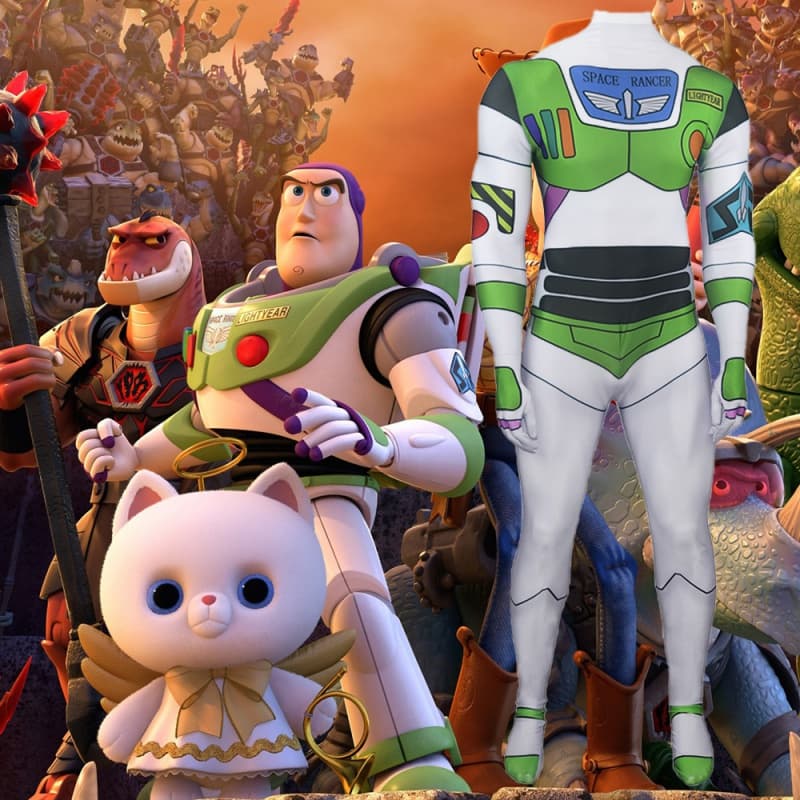 Fantasia de cosplay do personagem Buzz Lightyear de Toy Story.