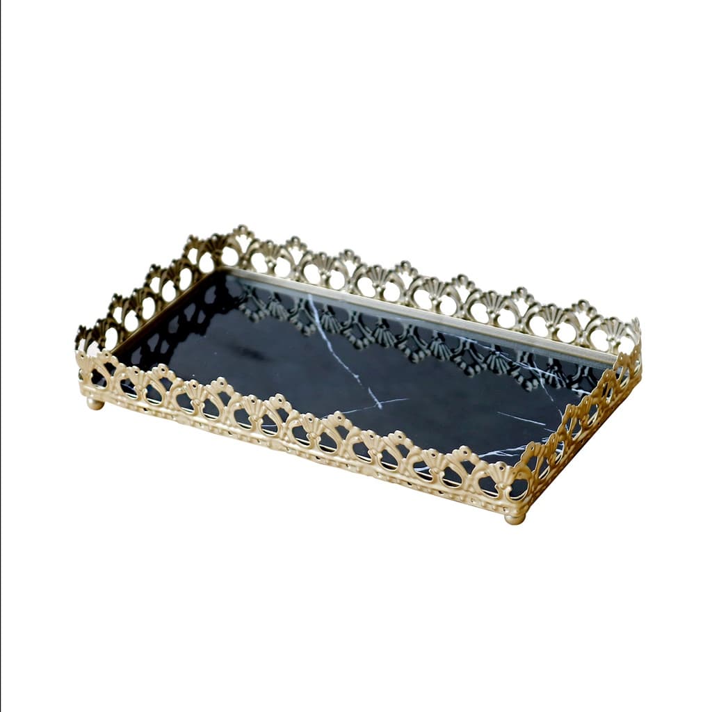 Bandeja Espelhada Retangular de Metal 10,5x20cm