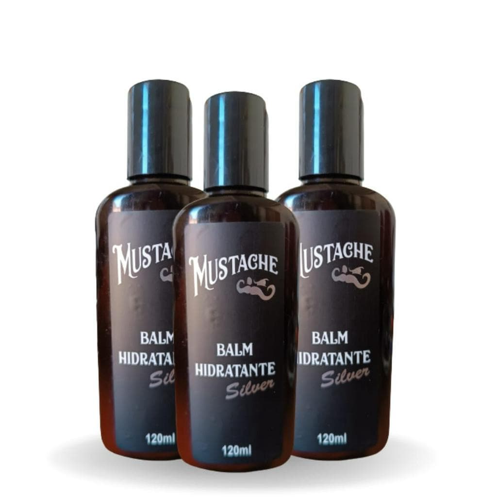 Kit Barbeiro Balm Hidratante Mustache Silver 120 ML, 3 un, total 360 ML Modelador, Barbeiro, Barba, Salão.