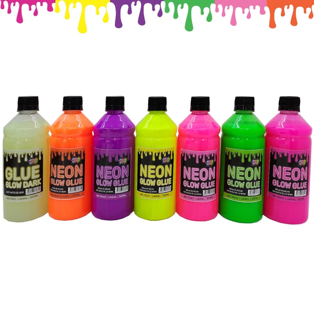 Cola Neon Para Fazer Slimes 500ml Escolha Sua Cor Favorita - Ine Slime