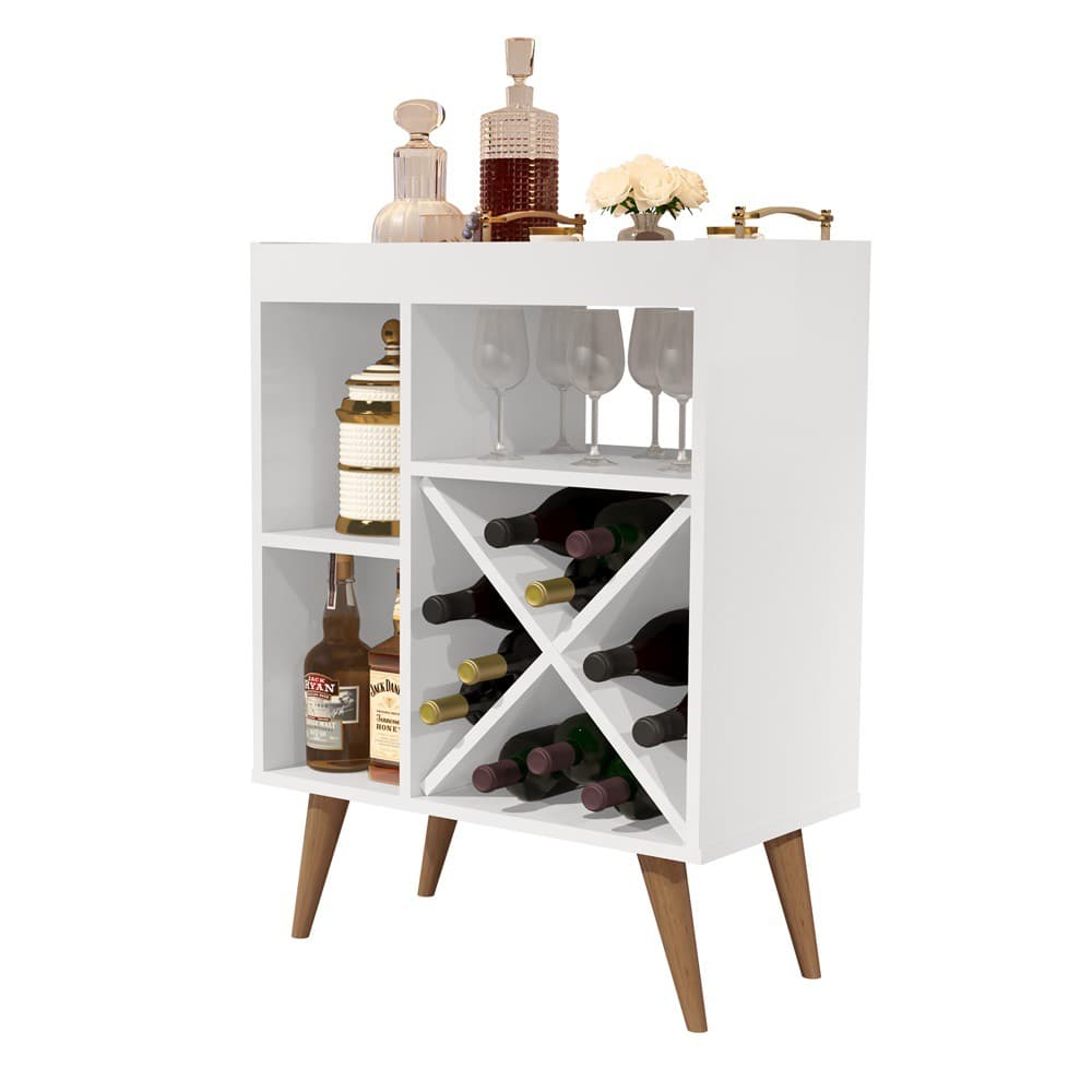 Aparador Buffet com Adega Porto Belo Pés Retro Branco
