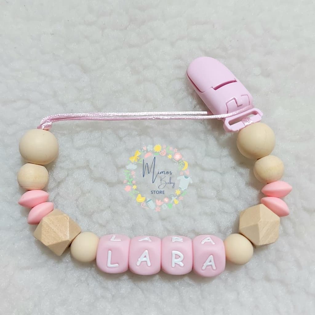 Prendedor de Chupeta e Mordedor Personalizado de Silicone com Madeira