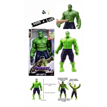 Brinquedo Bonecos Vingadores Articulado Avengers 30cm Com Som E Luz