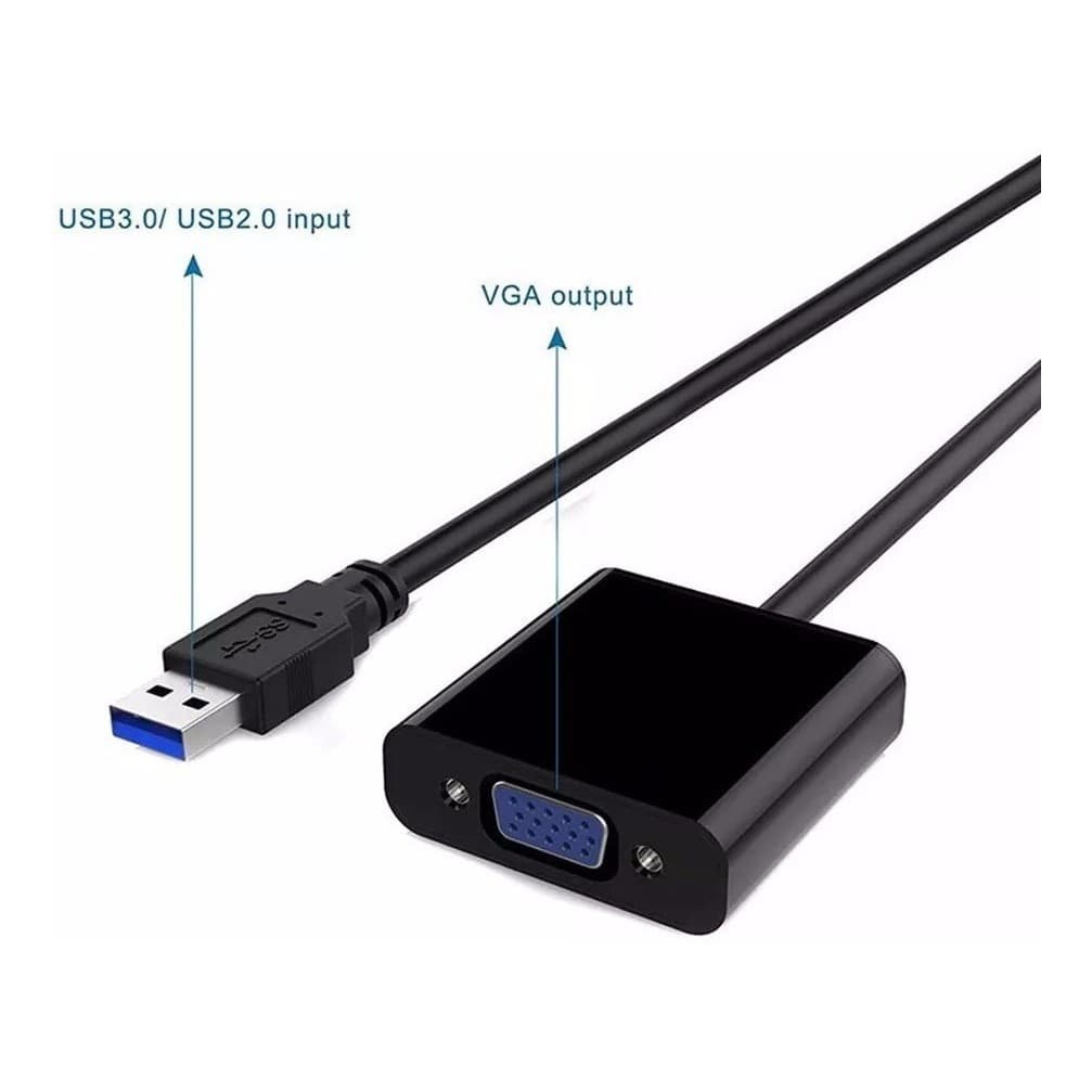 CABO ADAPTADOR CONVERSOR USB 3.0 2.0 PARA VGA ATÉ 1920X1080
