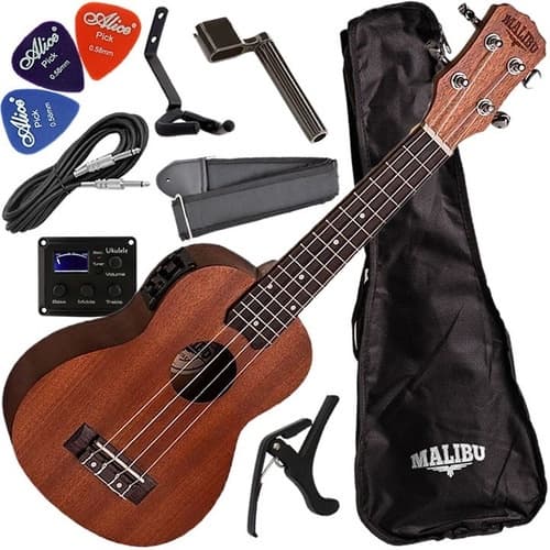 Ki Ukulele Soprano Eletroacústico Cordas Aquila Malibu 21se