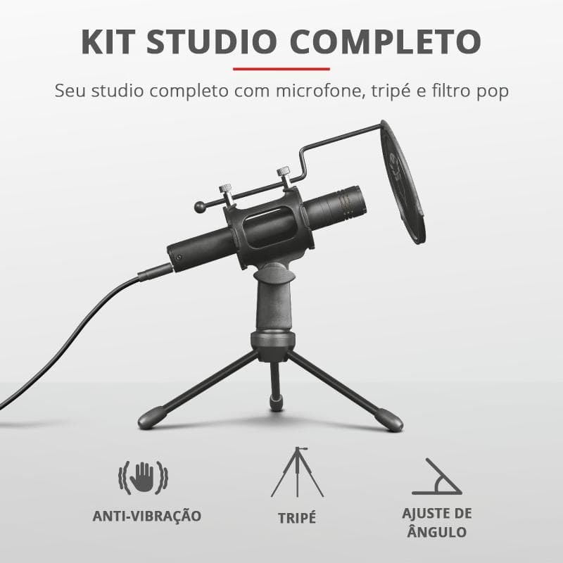 Microfone Streaming GXT 241 Velica USB com tripé - Trust